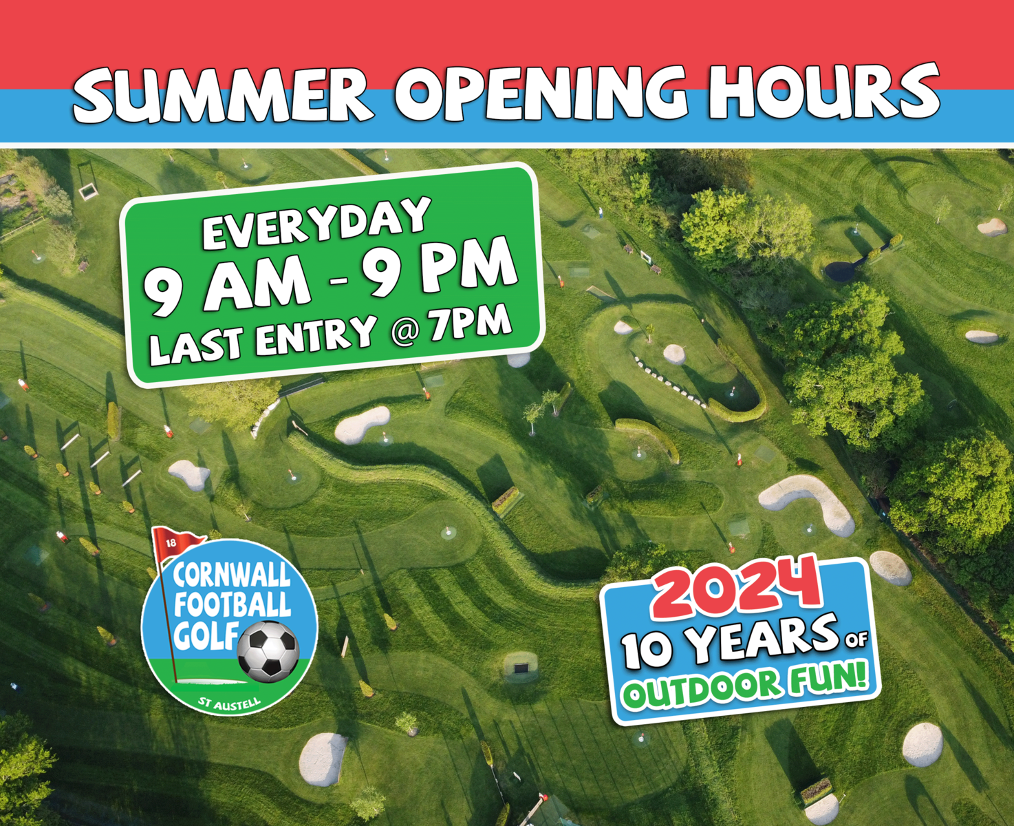 FootballGolf Summer Opening Hours - Now open from 9am everyday