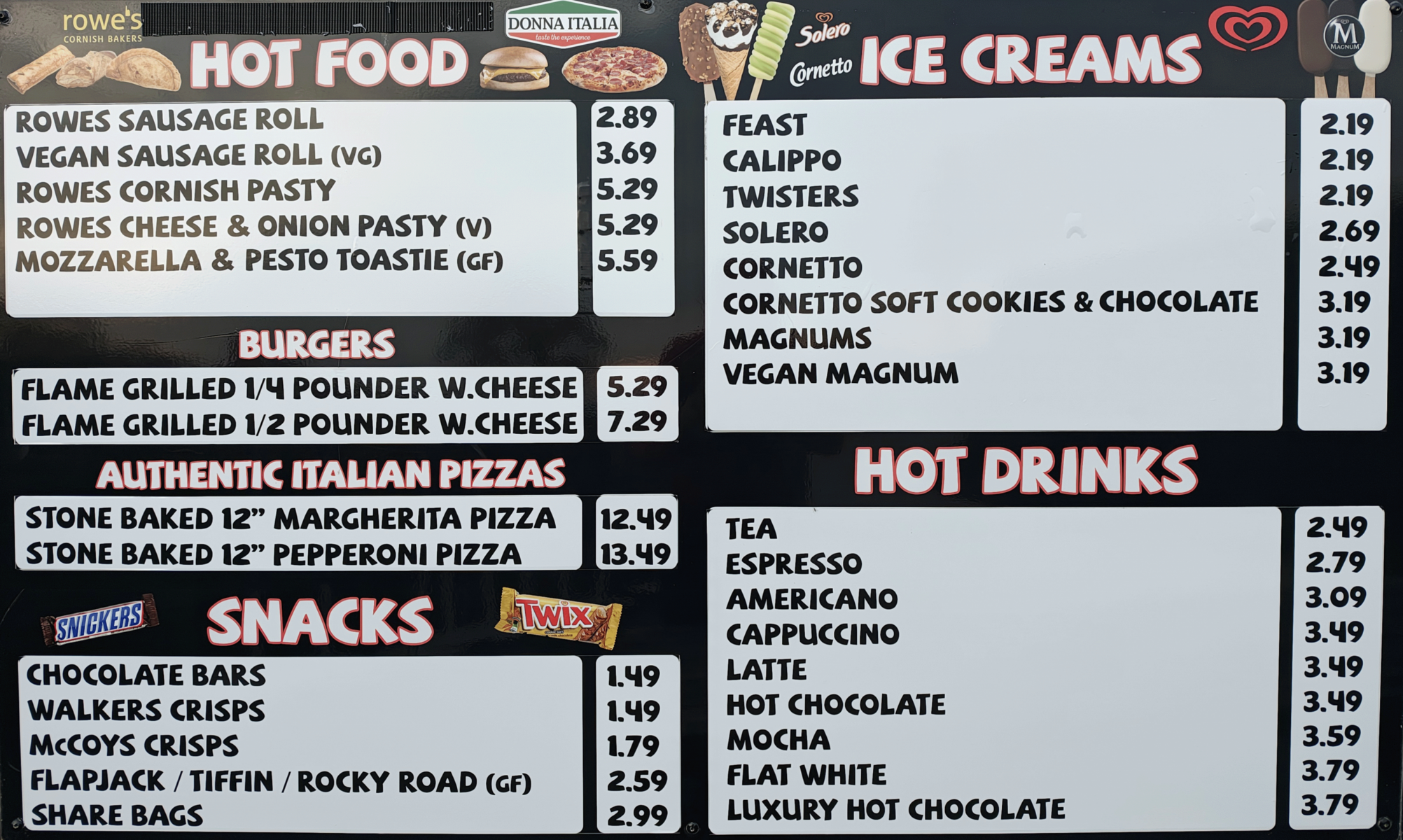2026 Food Menu Prices