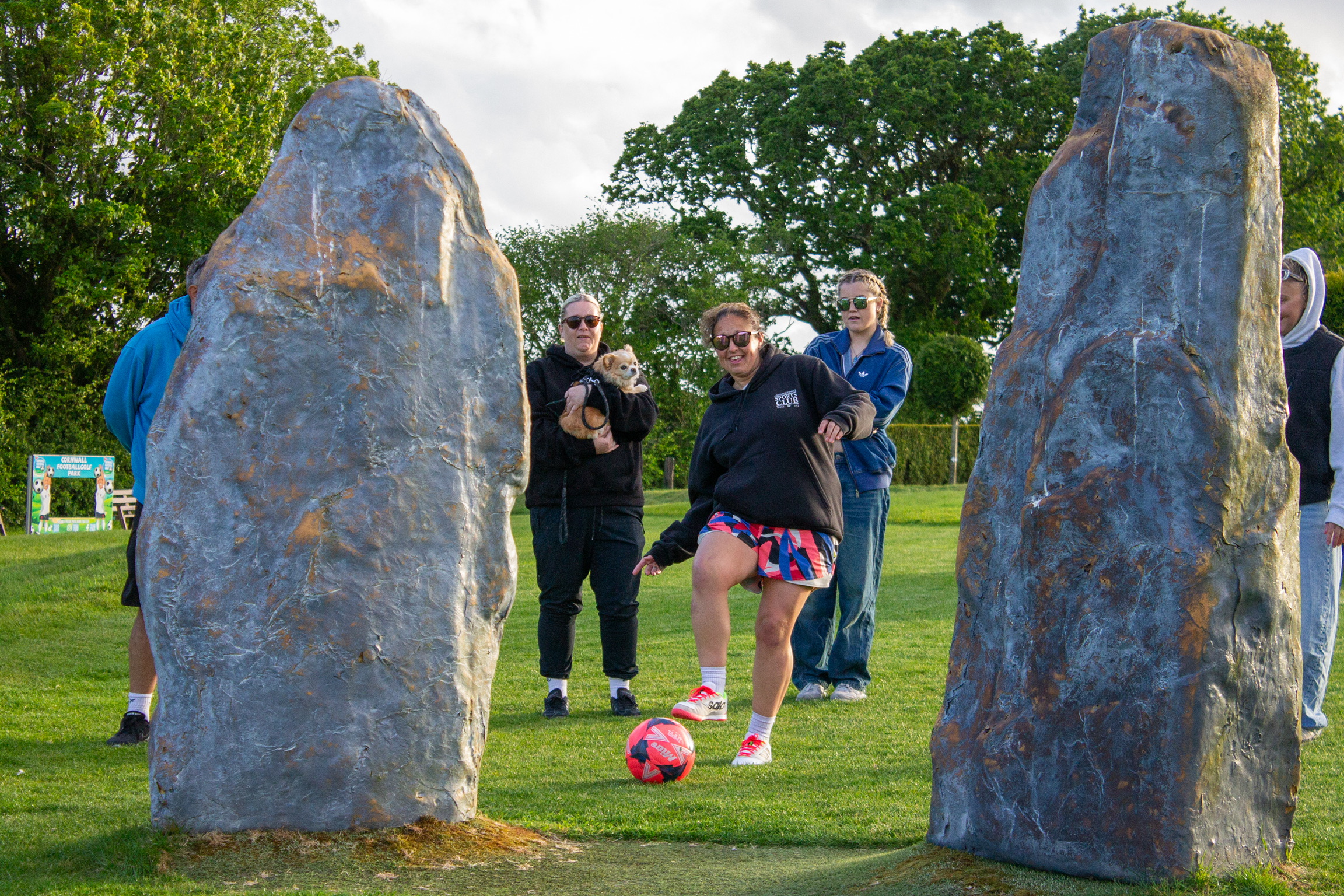Folks playing FootballGolf