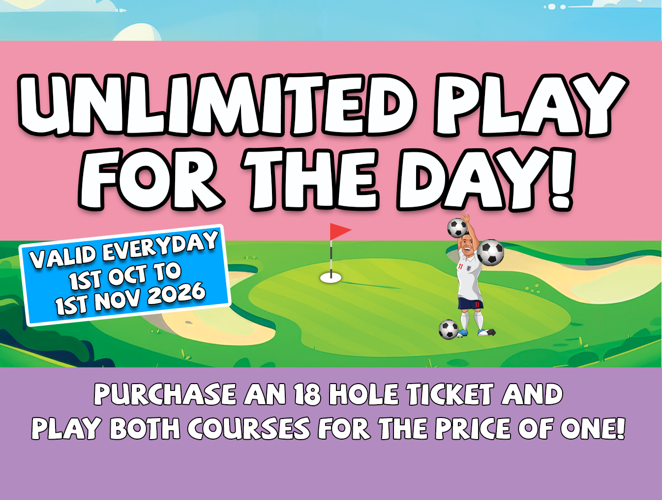 Special Offer Unlimited play for the day for the price of 18 holes - Cornwall Footballgolf - Cornwall Footballgolf Special Offer Unlimited play for the day for the price of 18 holes